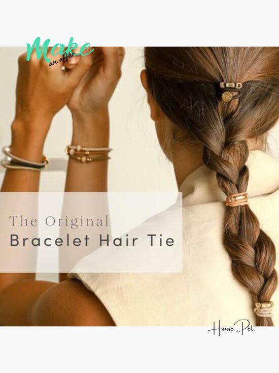 Boho Handmade Bracelet Hair Ties with Gold Accents - Set of 8